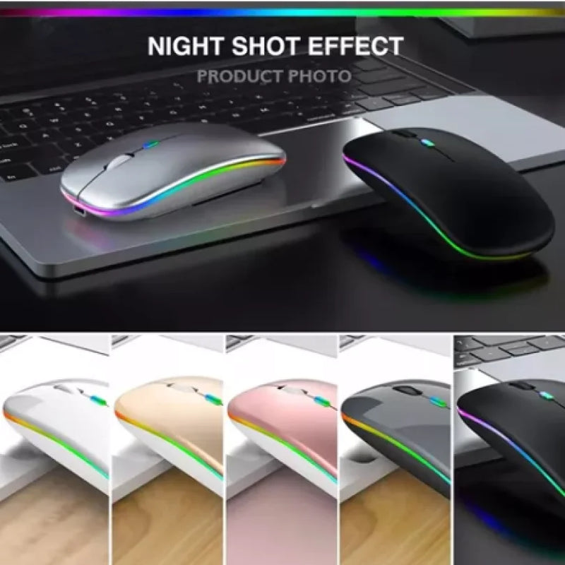 Mouse Bluetooth RGB Bateria Interna Recarregável