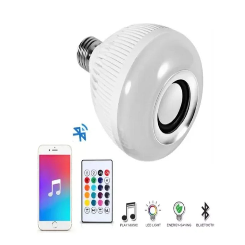 Lampada Luz Led Rgb Bluetooth Música Caixa Som Festa Musica