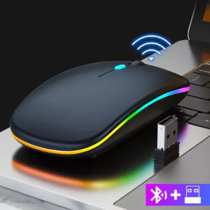 Mouse Bluetooth RGB Bateria Interna Recarregável